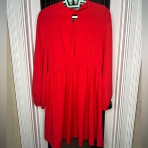 Vibrant Red Long Sleeve Dress
